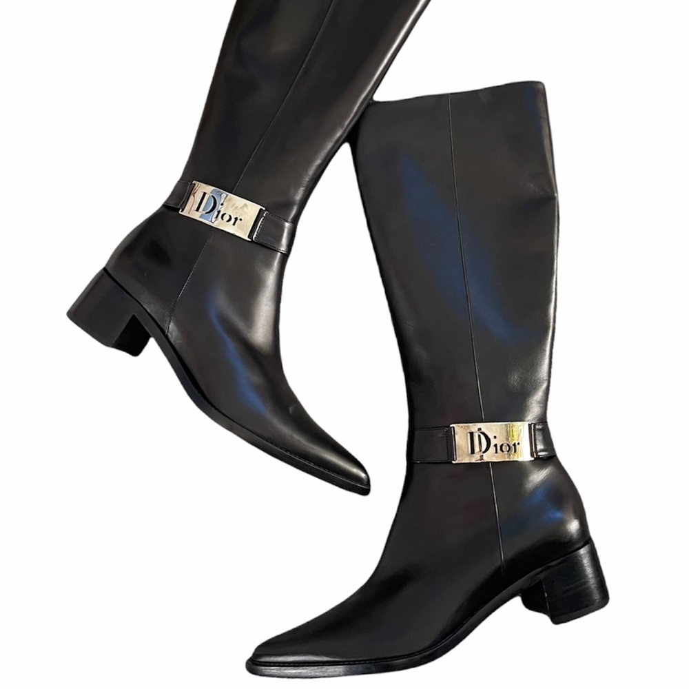 Vintage Christian Dior Name Logo Plate Cowboy Boots